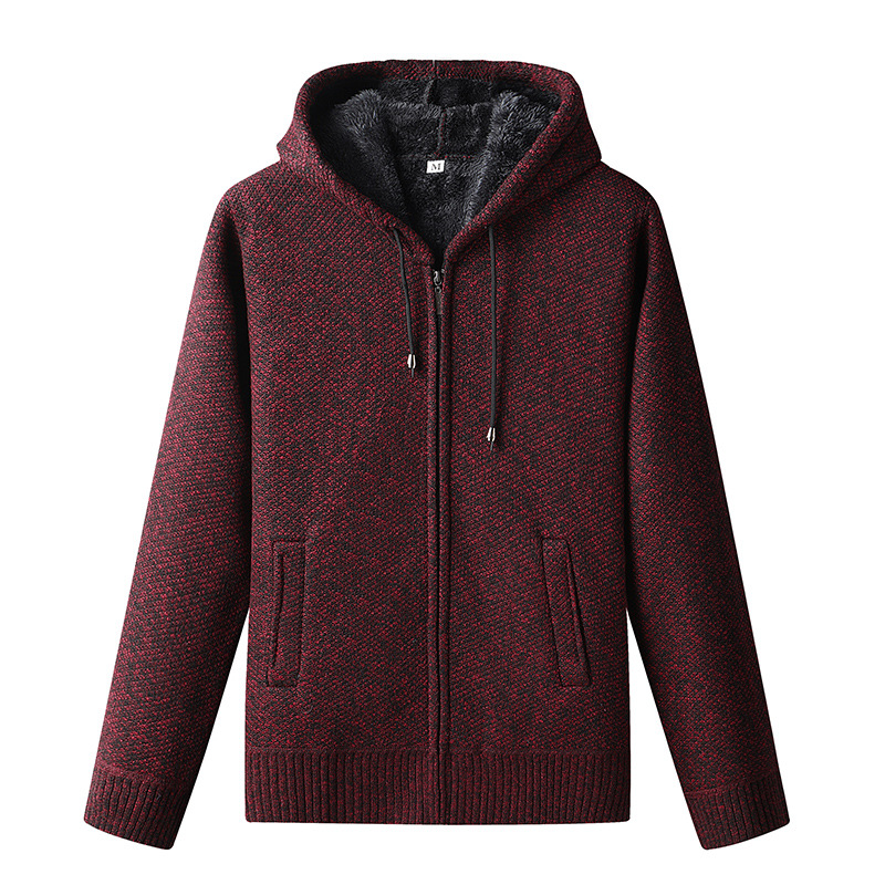 Nate Mens Casual Zip Up Winter Hoodie By TrendAura Warm Textured Knit With Full Zip