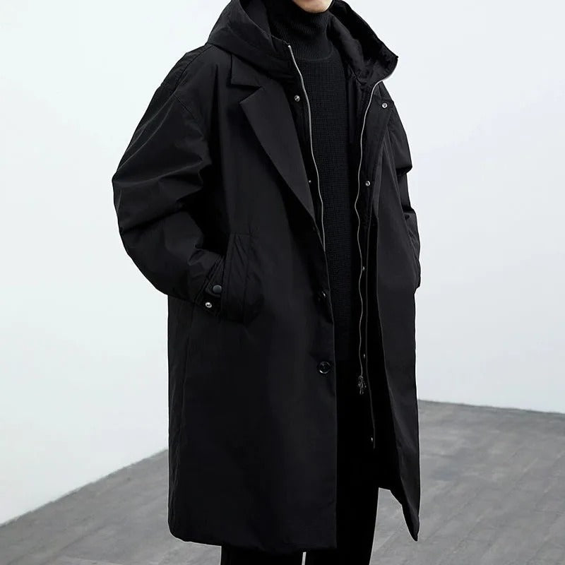 Men's Hooded Trench Coat For Modern Men Premium Materials All Weather Protection Sleek Silhouette