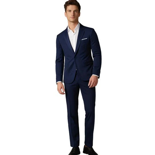 TrendAura Mens Black Two Piece Suit With Blazer And Trousers Slim Fit Formal Business Attire
