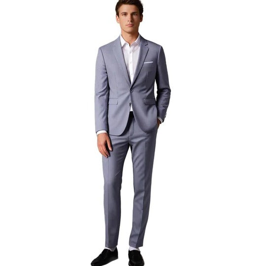 TrendAura Mens Black Two Piece Suit With Blazer And Trousers Slim Fit Formal Business Attire