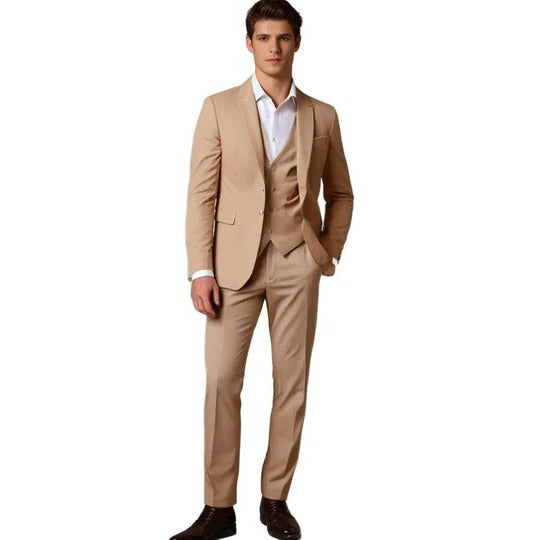 TrendAura Mens Black Two Piece Suit With Blazer And Trousers Slim Fit Formal Business Attire