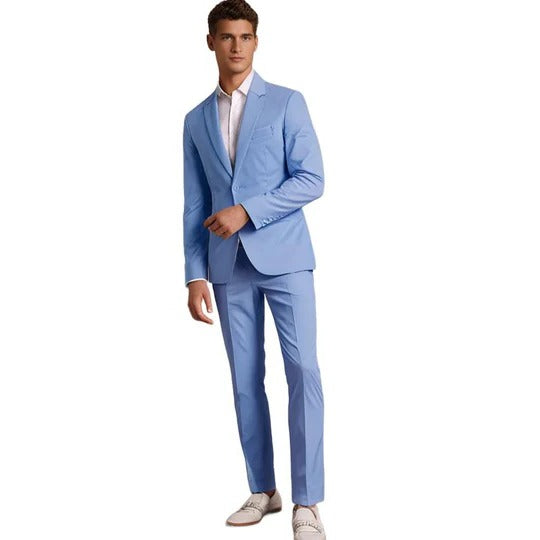 TrendAura Mens Black Two Piece Suit With Blazer And Trousers Slim Fit Formal Business Attire