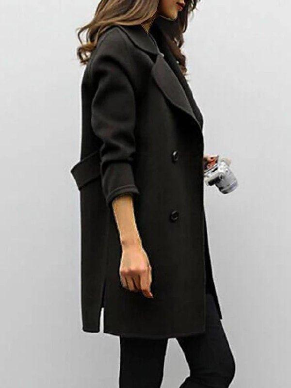 Women's Double-Breasted Trench Coat with Notched Lapel