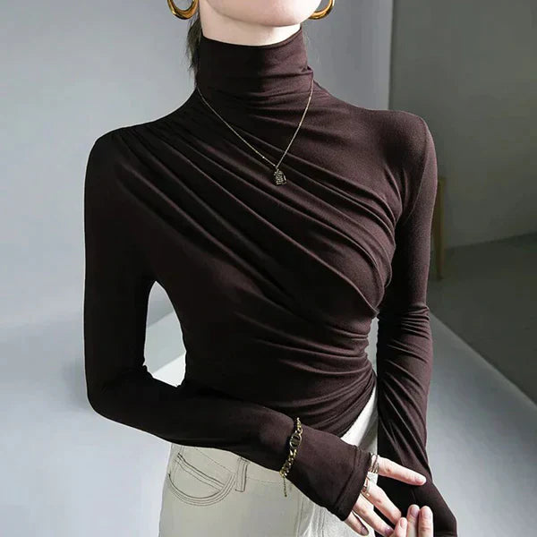 Beatrix | Elegant Blouse for Women with Pleats and Roll Neck