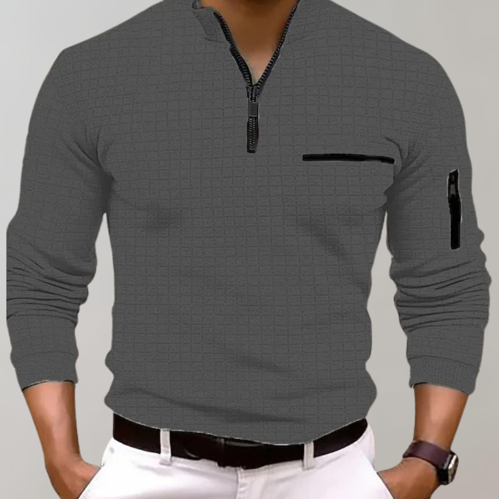 Gottbert Mens Long Sleeve Polo Breathable Fit With Elegant Collar Sporty Style Essentials