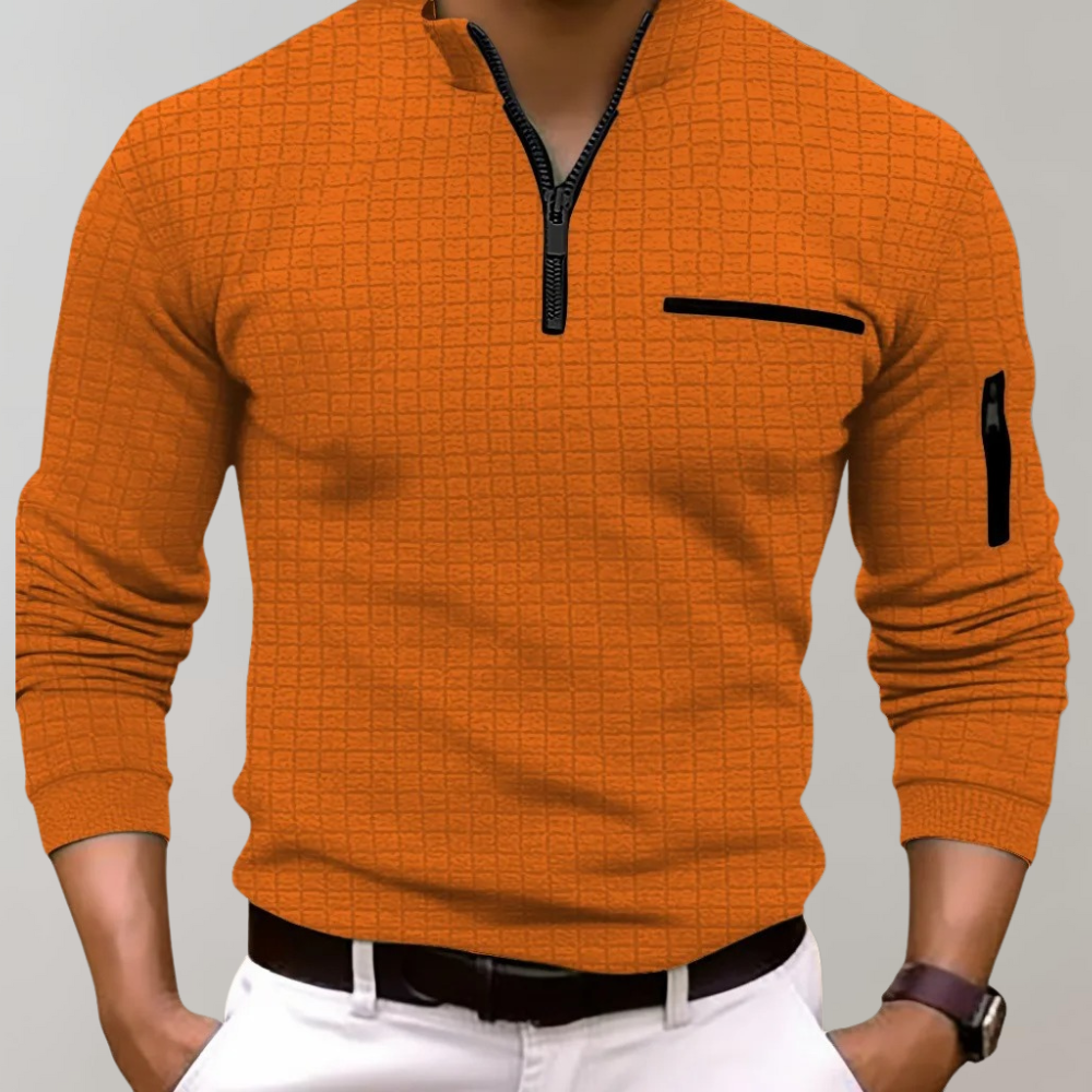 Gottbert Mens Long Sleeve Polo Breathable Fit With Elegant Collar Sporty Style Essentials