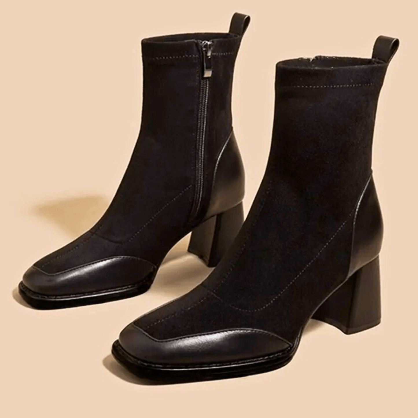 Women's Ankle Boots with Block Heel and Versatile Design