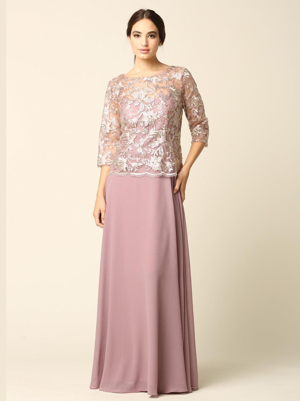 Mauve 3XL Mother of the Bride Long Formal Dress Sale - TrendAura
