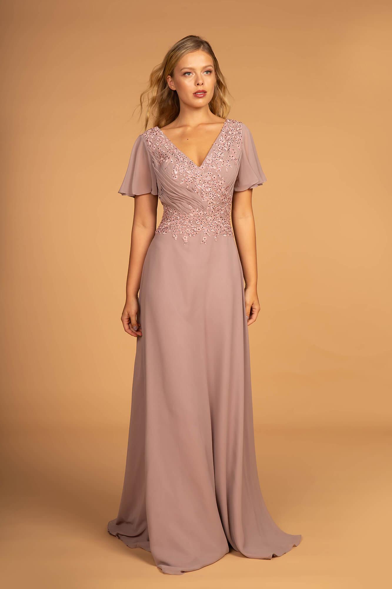 Mother of the Bride V-Neck Chiffon Long Dress