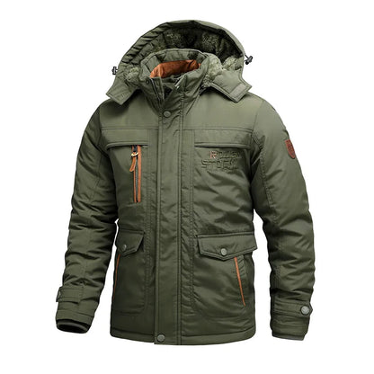 Men's Tactical Winter Jacket Waterproof Lined with Detachable Hood for Extreme Weather