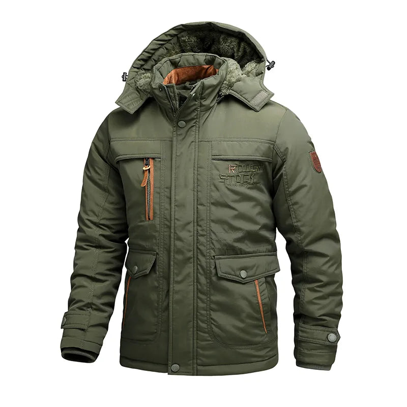 Men's Tactical Winter Jacket Waterproof Insulated Coat With Removable Hood For Outdoor Professionals