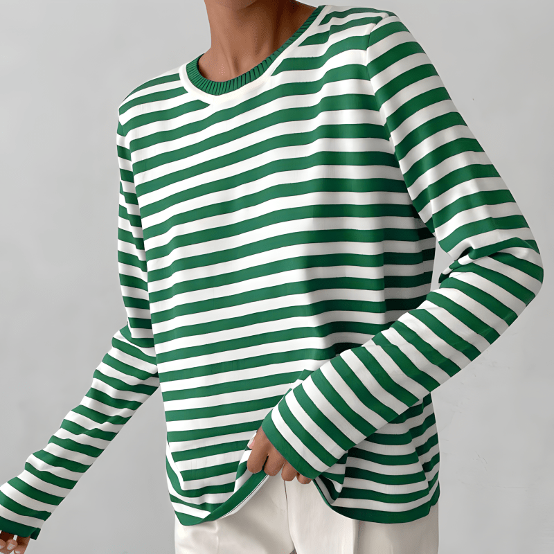 TrendAura Nordic Flair Striped Long Sleeve T Shirt For Men Round Neck Soft Fabric Regular Fit