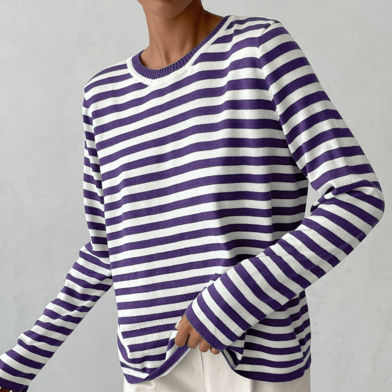 TrendAura Nordic Flair Striped Long Sleeve T Shirt For Men Round Neck Soft Fabric Regular Fit