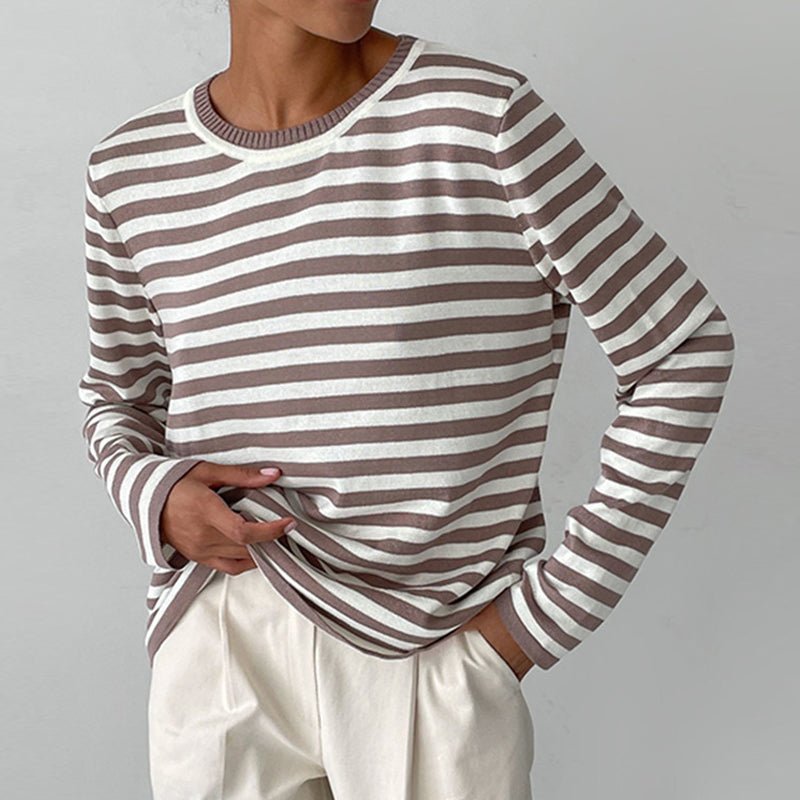 TrendAura Nordic Flair Striped Long Sleeve T Shirt For Men Round Neck Soft Fabric Regular Fit