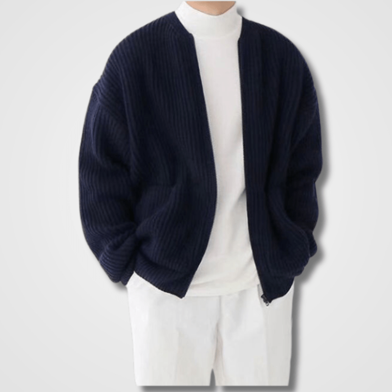 Premium Men's Knit Cardigan Zip Front Warmth Soft Knit for Office and Everyday Casual Wear