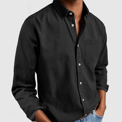 Men's Denim Button Up Shirt Long Sleeve Versatile Everyday Wear For Work To Weekend
