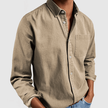 Men's Denim Button Up Shirt Long Sleeve Versatile Everyday Wear For Work To Weekend