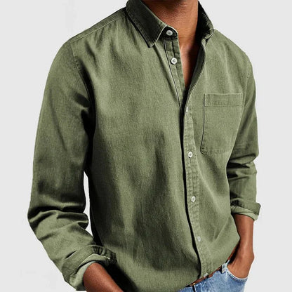 Men's Denim Button Up Shirt Long Sleeve Versatile Everyday Wear For Work To Weekend
