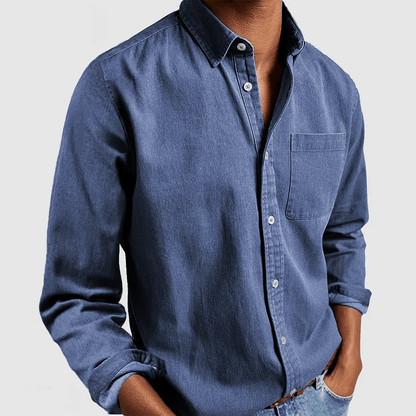 Men's Denim Button Up Shirt Long Sleeve Versatile Everyday Wear For Work To Weekend