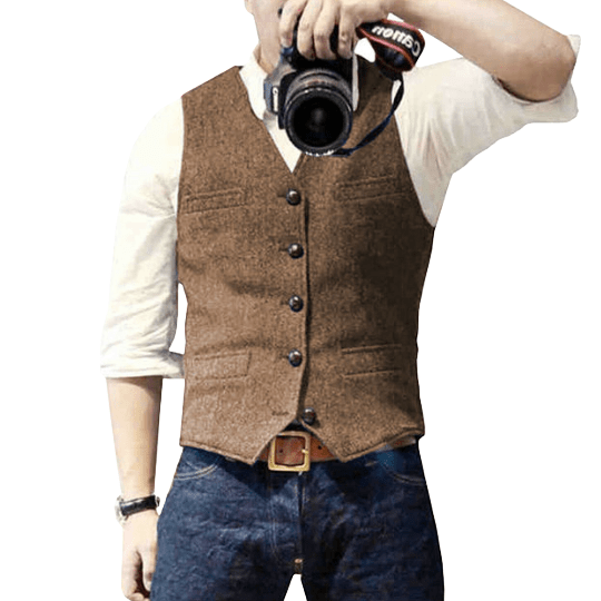 Men's Vest Classic V Neck With Button Closure Slim Fit Front Pockets For Formal And Semi Formal Wear