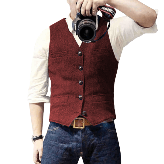 Men's Vest Classic V Neck With Button Closure Slim Fit Front Pockets For Formal And Semi Formal Wear