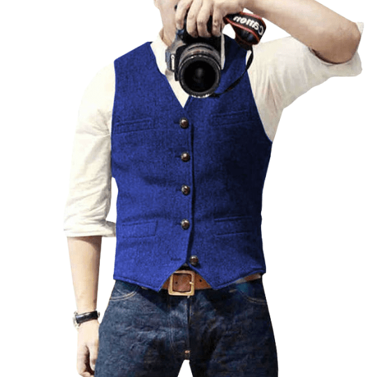Men's Vest Classic V Neck With Button Closure Slim Fit Front Pockets For Formal And Semi Formal Wear