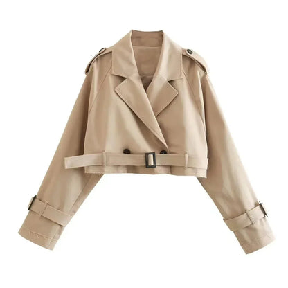 Women's Cropped Trench Coat | Belt Hem