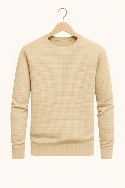 Men's Textured Jumper Long Sleeve Knit For Everyday Style And Structured Comfort Fit