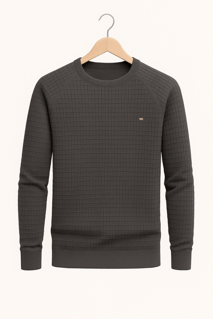 Men's Textured Jumper Long Sleeve Knit For Everyday Style And Structured Comfort Fit