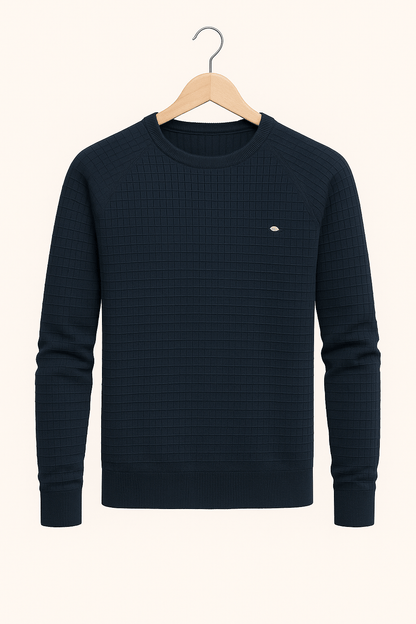 Men's Textured Jumper Long Sleeve Knit For Everyday Style And Structured Comfort Fit