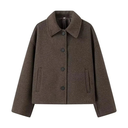 Women's Jacket – Wool Blend – Oversized Fit – Classic Collar – Long Sleeves