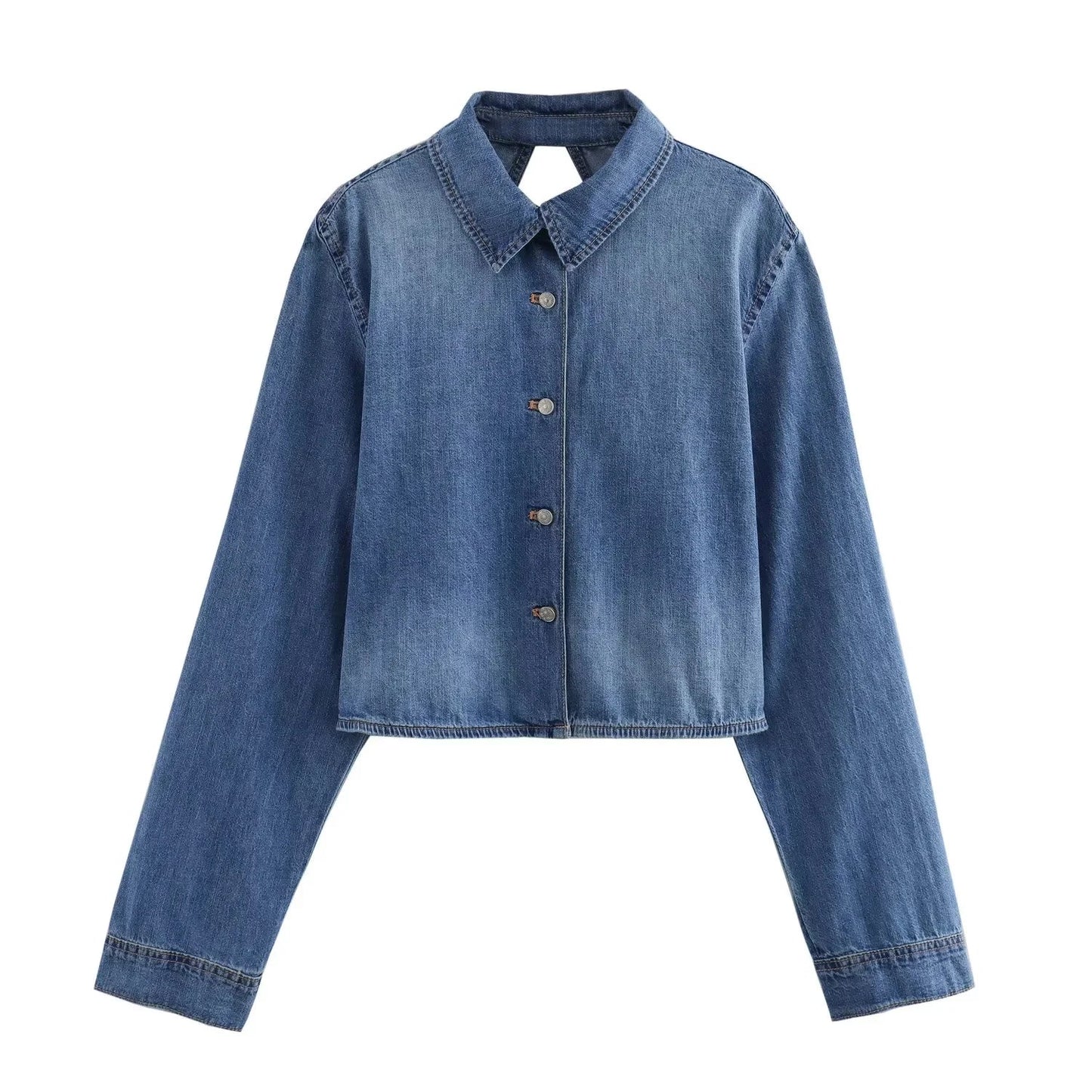 Luana Denim Shirt For Women Open Back Design Timeless Elegant Statement Piece Wardrobe Essential