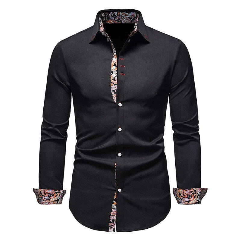 Isaac Men's White Shirt With Floral Cuffs By TrendAura Stylish Formal Dress Shirt Collection
