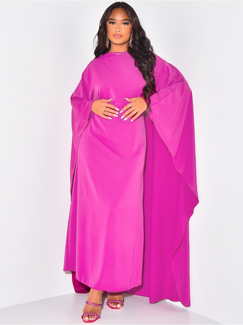Women's Maxi Dress – A-line Cut – Long Sleeved – Elegant Loose Fit – High Neck