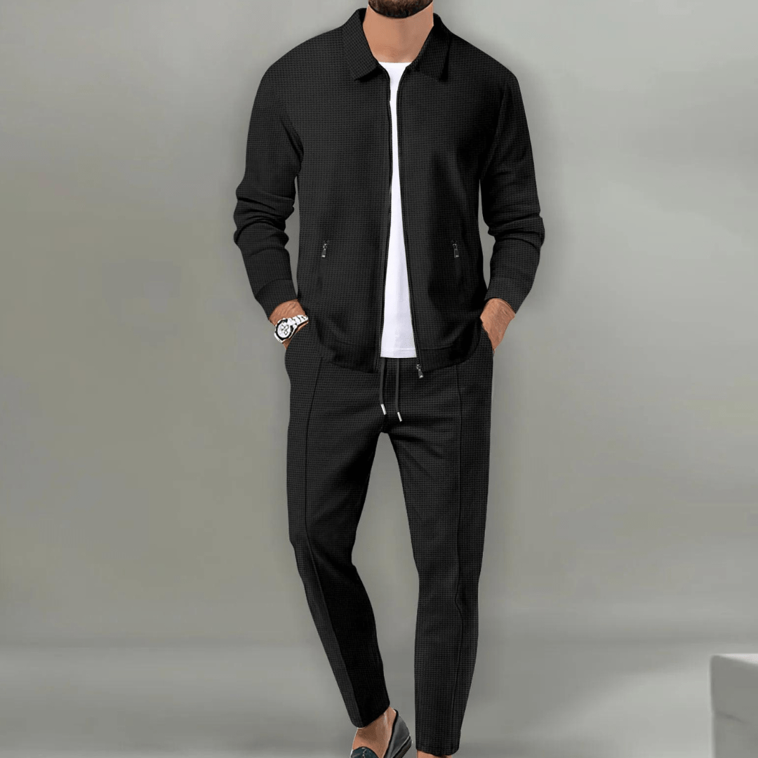 Owen Mens Beige Casual Tracksuit With Zip Up Jacket Lightweight Two Piece Set By TrendAura