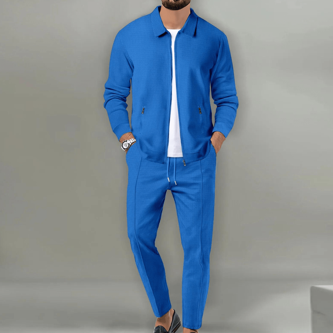 Owen Mens Beige Casual Tracksuit With Zip Up Jacket Lightweight Two Piece Set By TrendAura