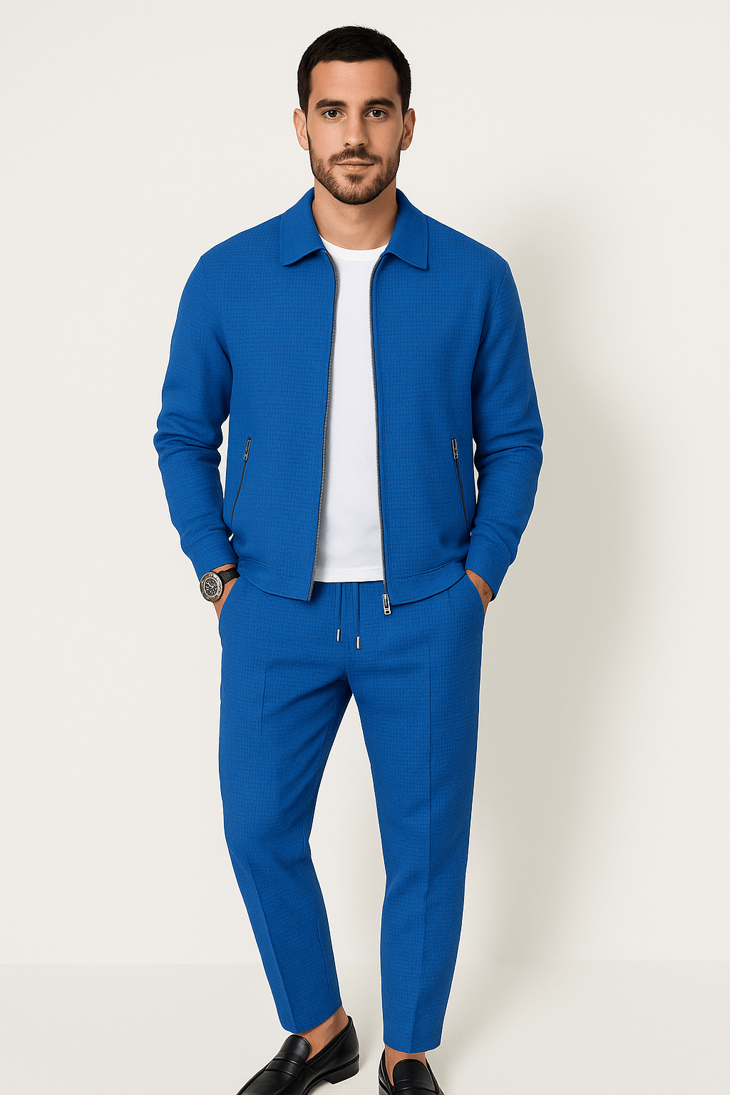Men's Casual Zip-Up Jacket Set For Off-Duty Polished Look Ideal Loungewear For Busy Professionals