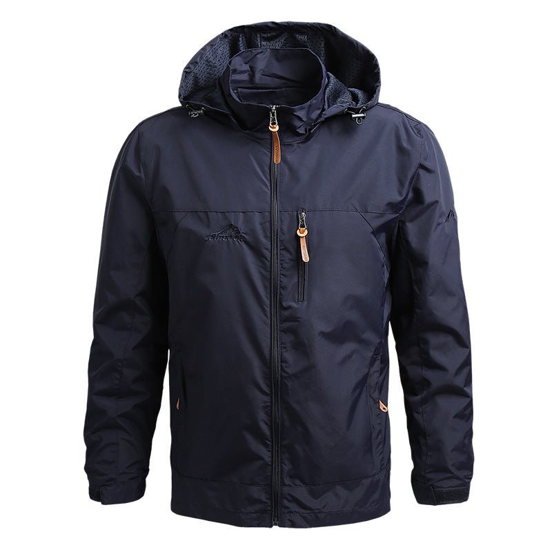 Men's Outdoor Jacket Regular Fit Water Repellent Adjustable Hood With Zipper Pockets