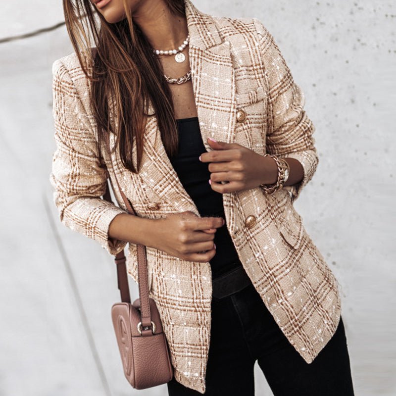 Leonie Plaid Blazer Timeless Yet Modern Structured Fit For Women With Cross Closure