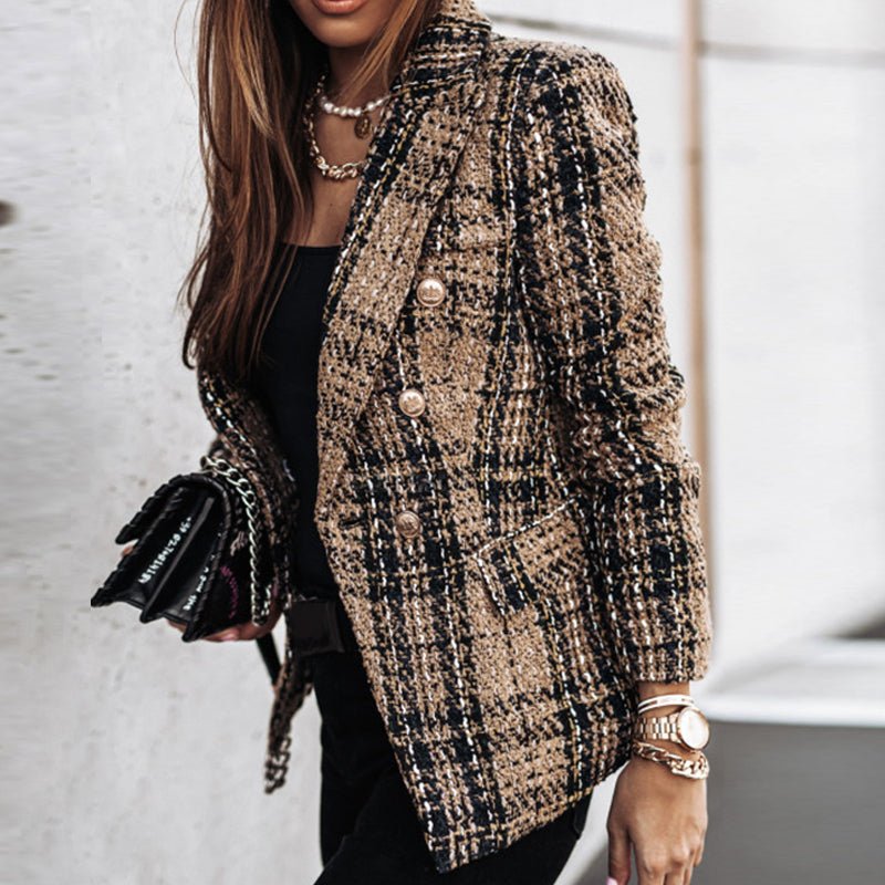 Leonie Plaid Blazer Timeless Yet Modern Structured Fit For Women With Cross Closure