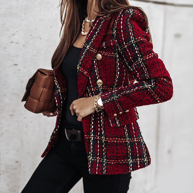 Leonie Plaid Blazer Timeless Yet Modern Structured Fit For Women With Cross Closure