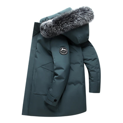 TrendAura Nathan Windproof Hooded Duck Down Jacket For Men With Faux Fur Trim And Multiple Pockets