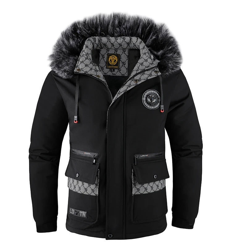 TrendAura Nathan Men's Winter Padded Hooded Jacket With Fur Trim And Thick Insulation