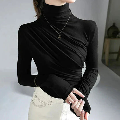 Beatrix | Elegant Blouse for Women with Pleats and Roll Neck