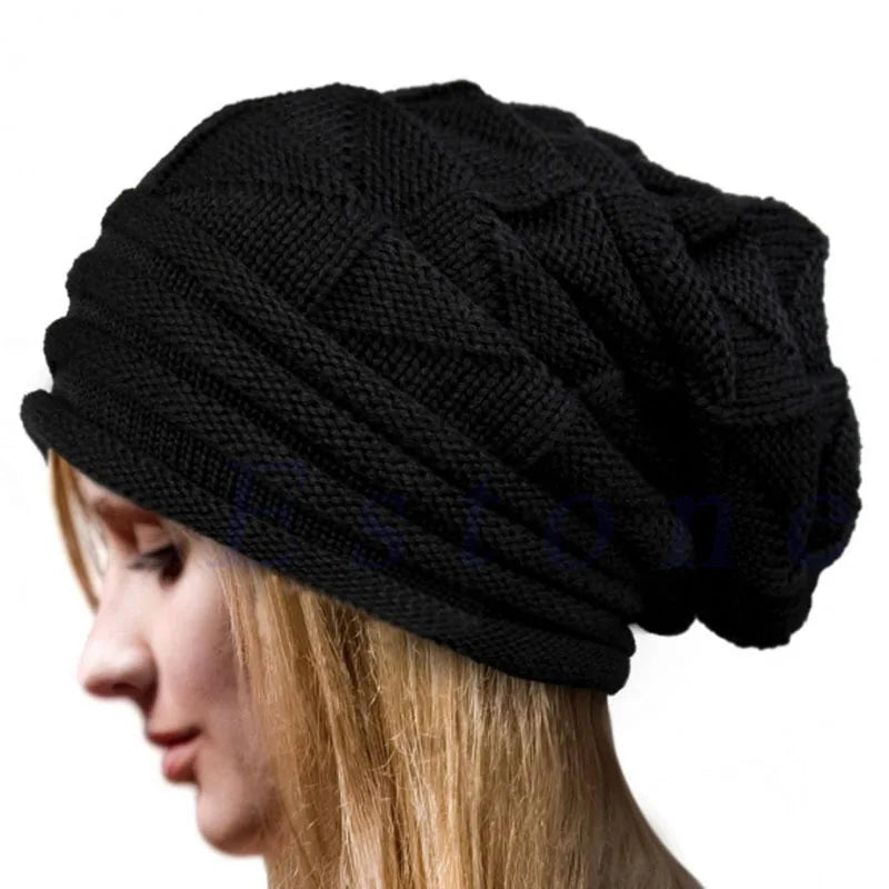 Nina Knitted Beanie Warm Wool Cotton Blend Oversized Cozy Winter Hat For Women Everyday Wear