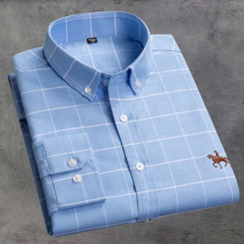 Oscar Striped Shirt With Embroidered Chest Detail For Men Breathable Cotton Comfort