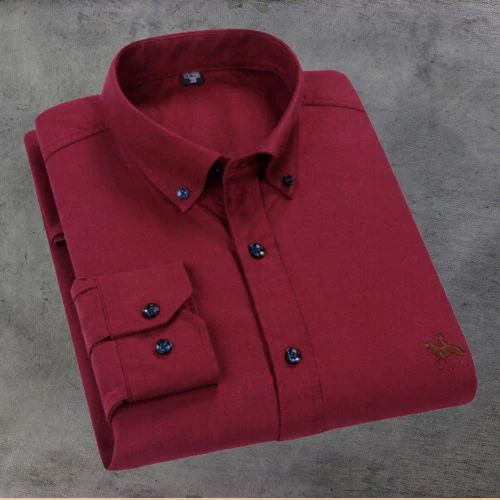 Oscar Striped Shirt With Embroidered Chest Detail For Men Breathable Cotton Comfort