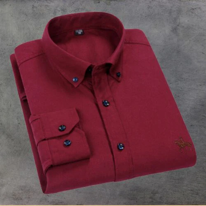 Oscar Striped Shirt With Embroidered Chest Detail For Men Breathable Cotton Comfort