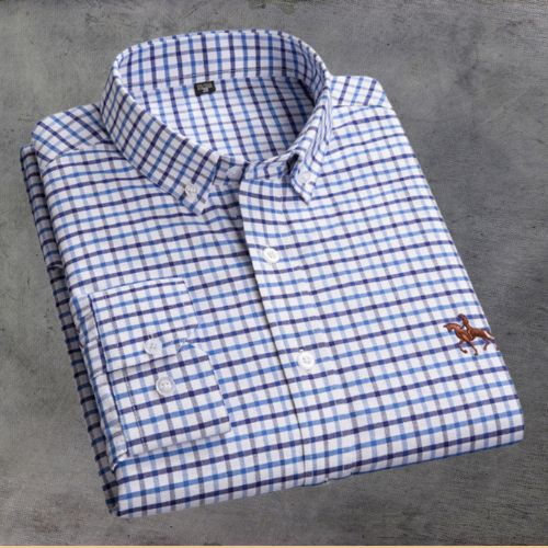 Oscar Striped Shirt With Embroidered Chest Detail For Men Breathable Cotton Comfort