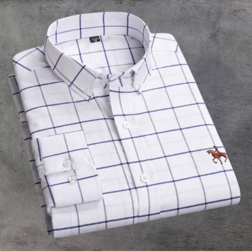 Oscar Striped Shirt With Embroidered Chest Detail For Men Breathable Cotton Comfort
